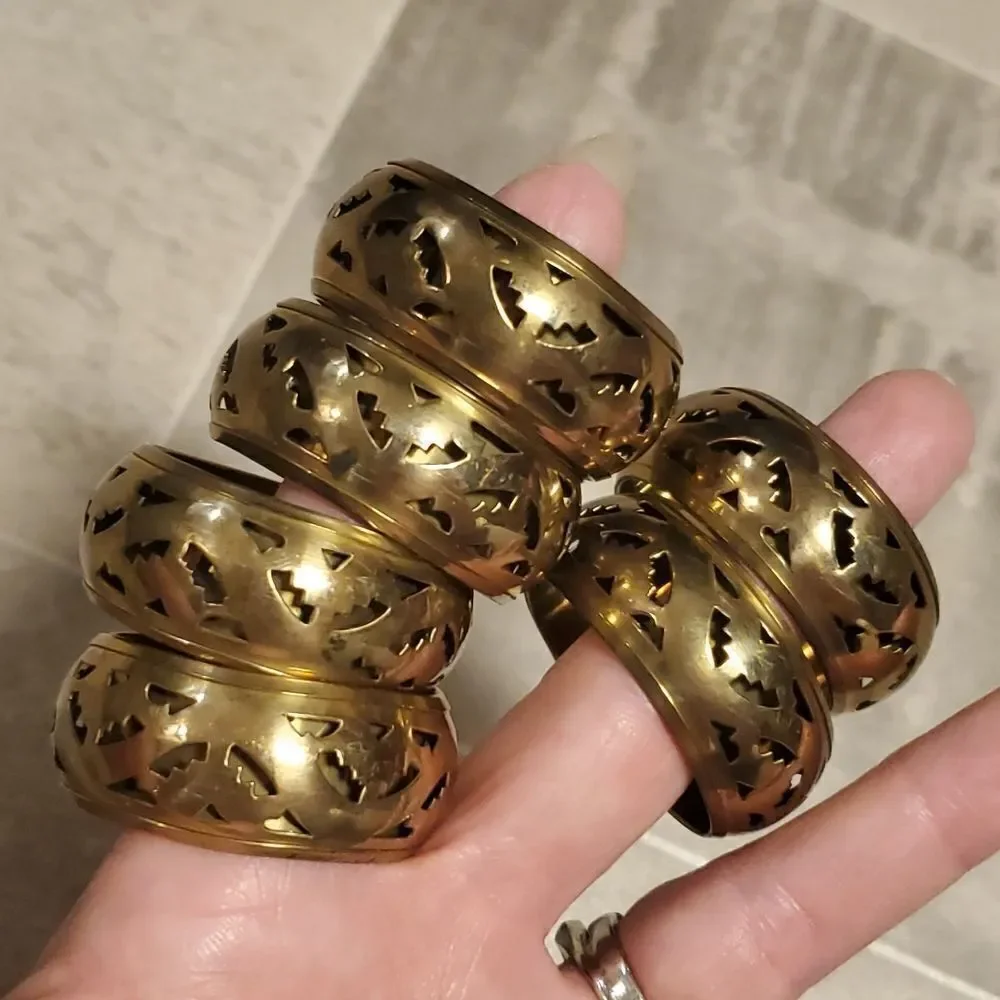Vintage Set of 6 Brass Napkin Rings